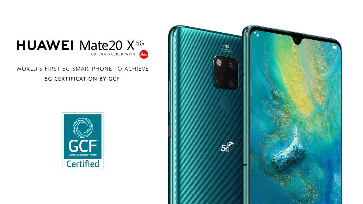 HUAWEI Mate 20 X (5G) е първият в света мобилен телефон, който получава 5G сертификат от Глобалния сертификационен форум (GCF)